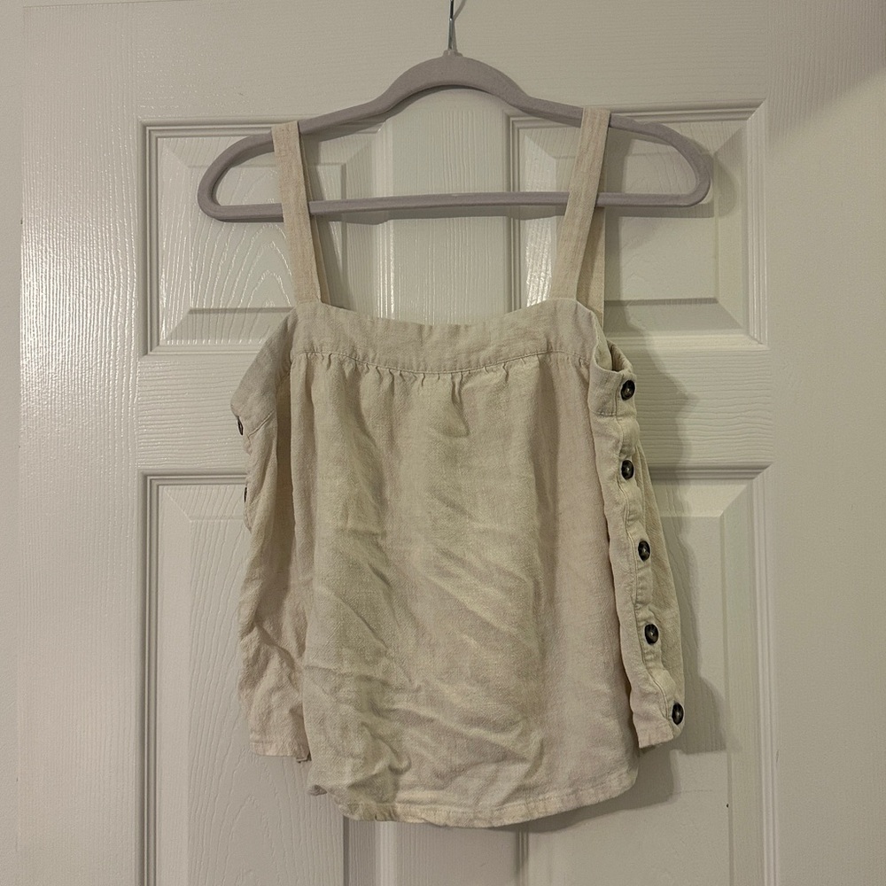 Cream Button-Detail Women's Top